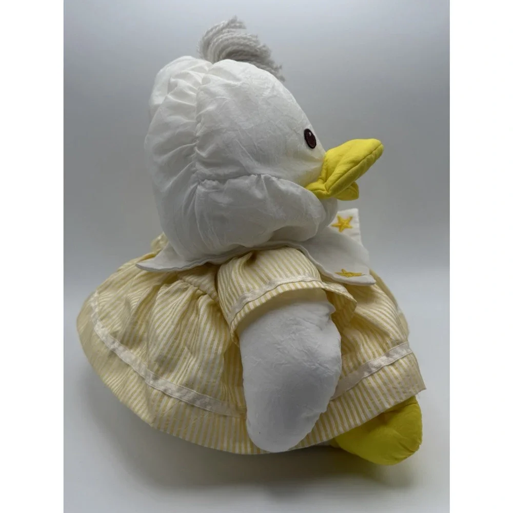 Vintage Fisher Price Puffalump Duck Yellow White Sailor Dress Plush Toy 1987